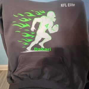 Gray Hoodie with Green Football Graphic